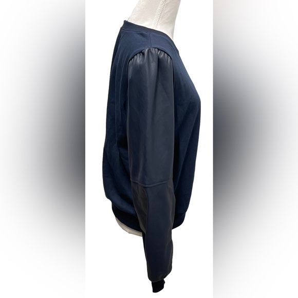 Whiteroom Cactus Women’s PU Combo Cotton Pullover Top Size M in Navy NWT - Picture 8 of 9